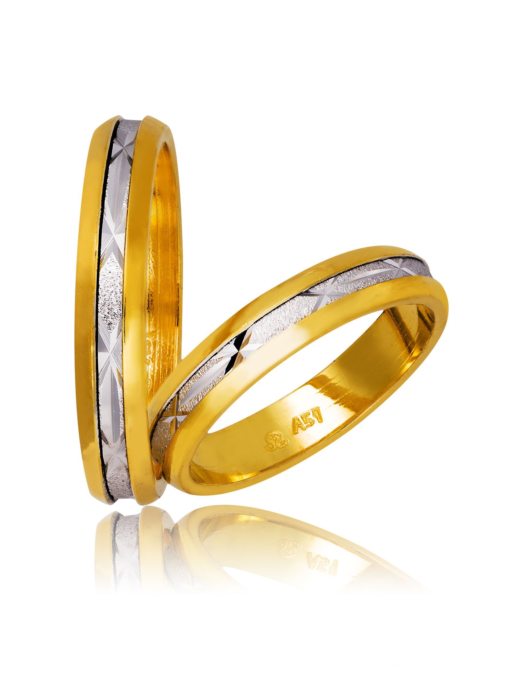 White gold & gold wedding rings 4.3mm (code 721)